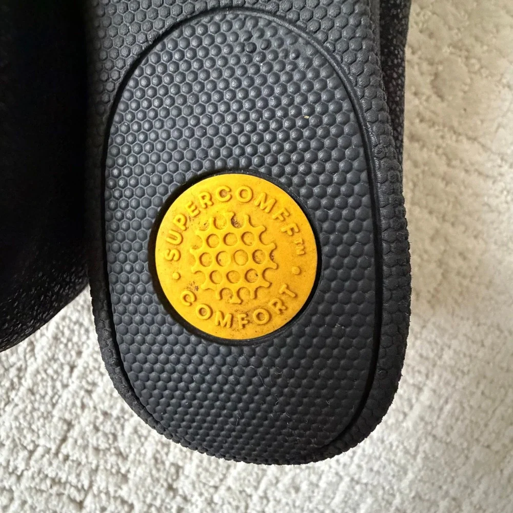 FitFlop Black Textured Leather Slip On Comfort Sneaker Loafer 7 38‎ Supercomff